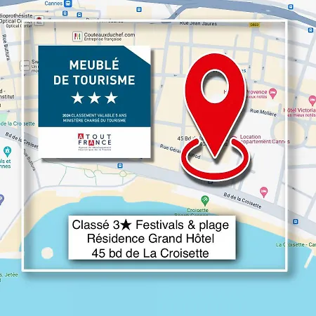 Azur Evasion Meuble Classe 3 Etoiles Croisette Festival Grand Apartment Cannes
